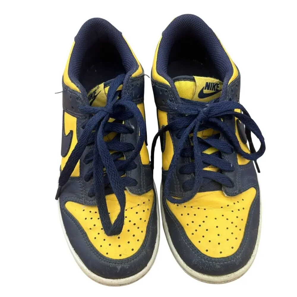 Nike Dunk Low GS Michigan Sneakers Boys Blue Yellow Athletic Shoes CW1588-700